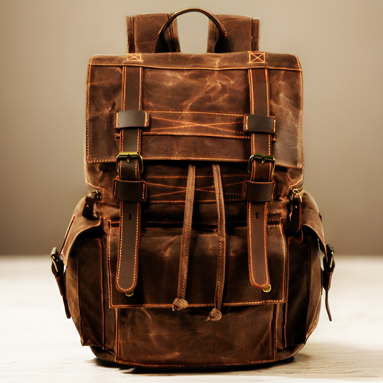 Vintage Leather Canvas Backpack