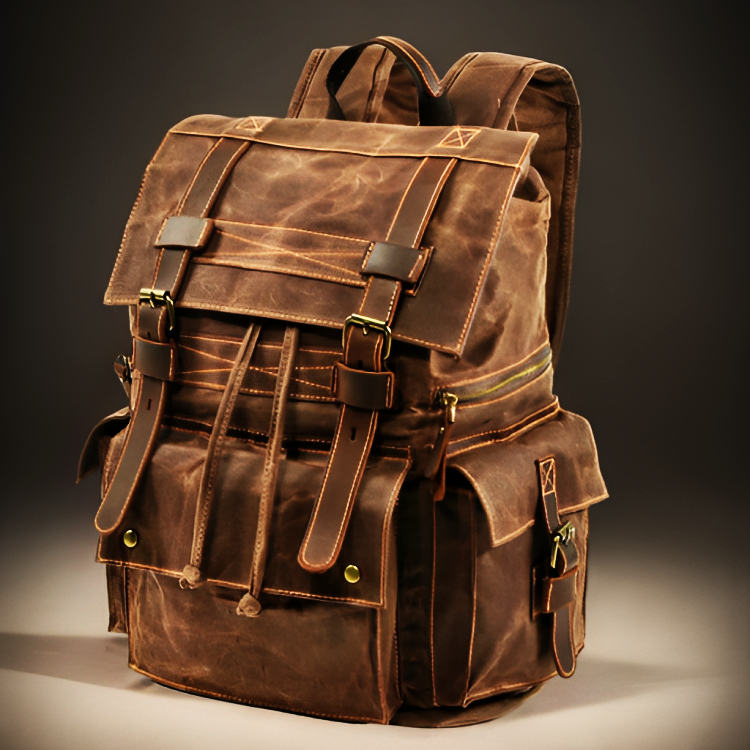 Vintage Leather Canvas Backpack