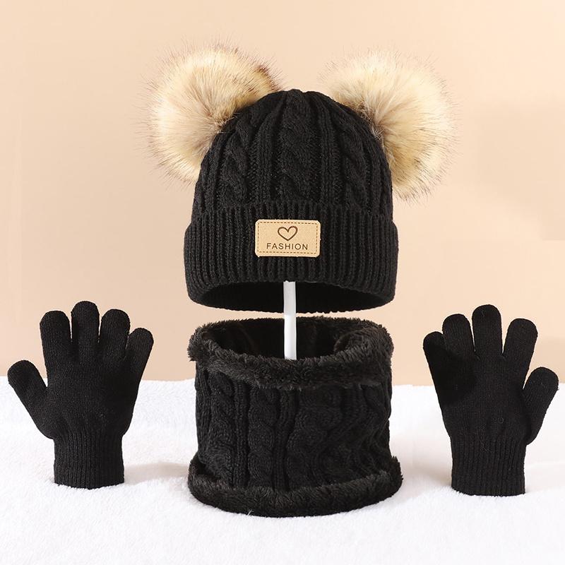 Kids Pom Pom Beanie , Infinity Scarf & Gloves