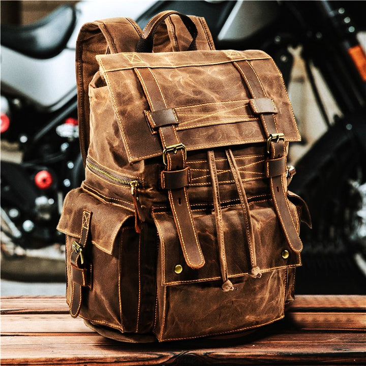 Vintage Leather Canvas Backpack